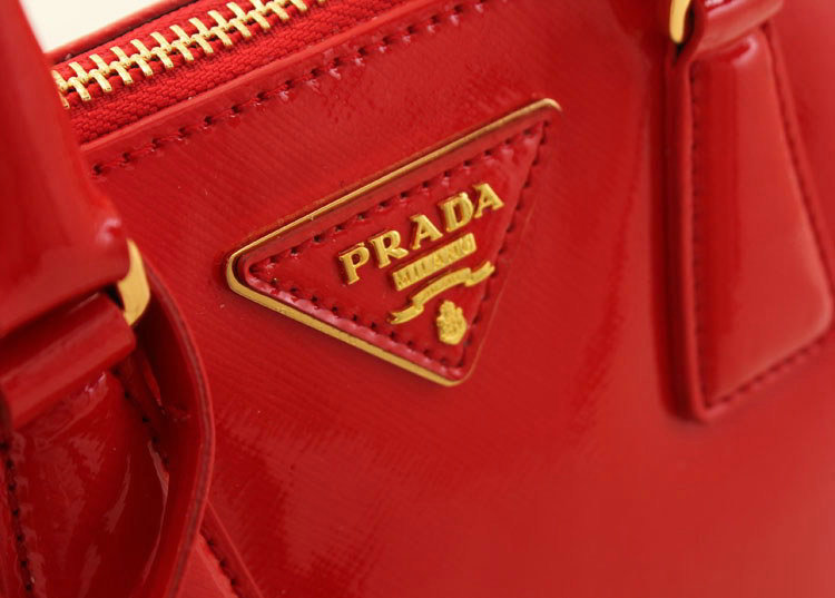 2014 Prada Shiny Saffiano Leather Two Handle Bag BL0838 red for sale